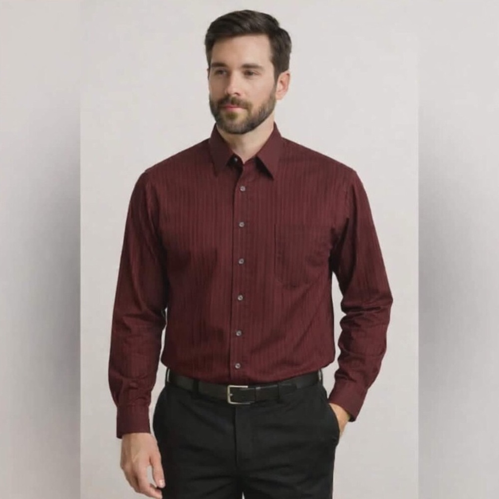 Croft & Barrow Men's Burgundy Pinstripe Dress Shirt